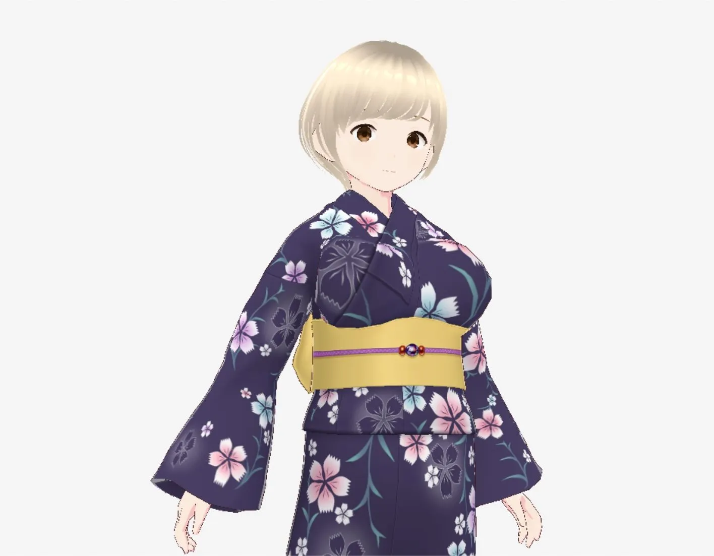 ショートヘアの浴衣のお姉さん（セリフなし  3DCGモデル  イラスト集）