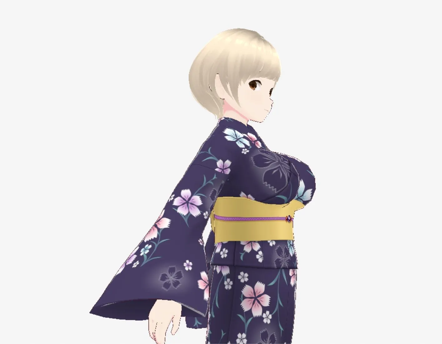 ショートヘアの浴衣のお姉さん（セリフなし  3DCGモデル  イラスト集）